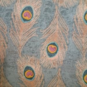 Peacock Feather Print Top in Dusty Blue and Peach